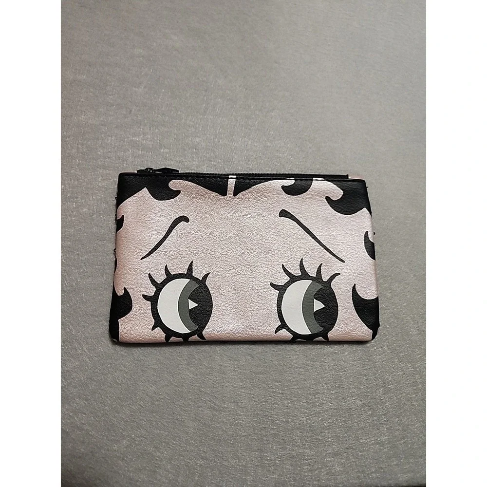 Betty‎ Boop X 1psy Womens Pink Black Sequin Lightweight Zipper Makeup Bag 7.5x5